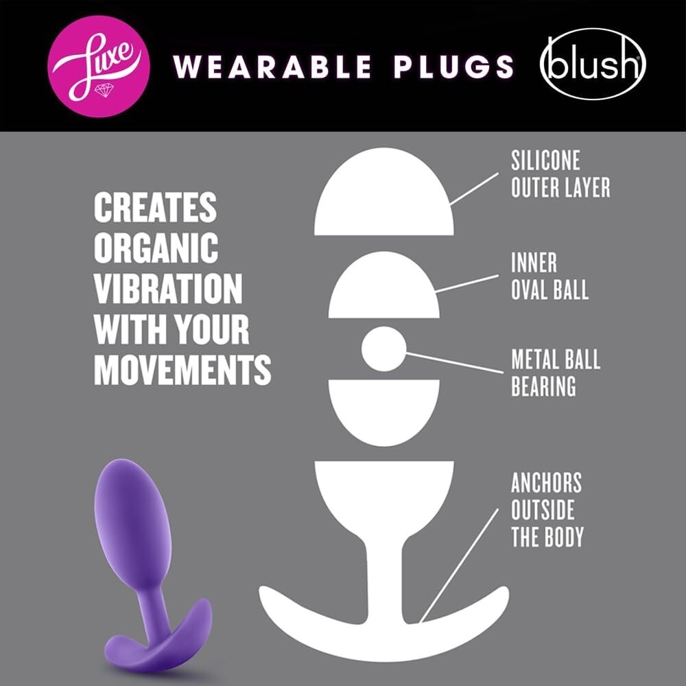Eden 4'' Wearable Vibrating Slim Plug Medium Silicone Activated Butt Plug