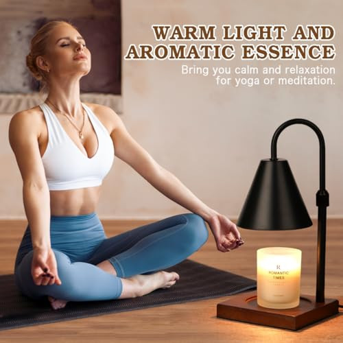 Modern Candle Warmer Lamp with Timer, Adjustable Dimmable Candle A1-01-Black
