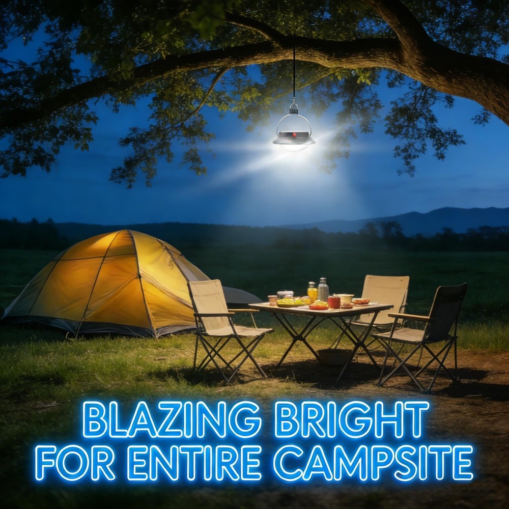 Portable Solar Camping Lantern, Lightweight & Compact 2000mAh Rechargeable Te...