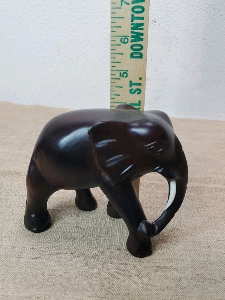 Solid Wood Hand Carved Elephant 5 Inch