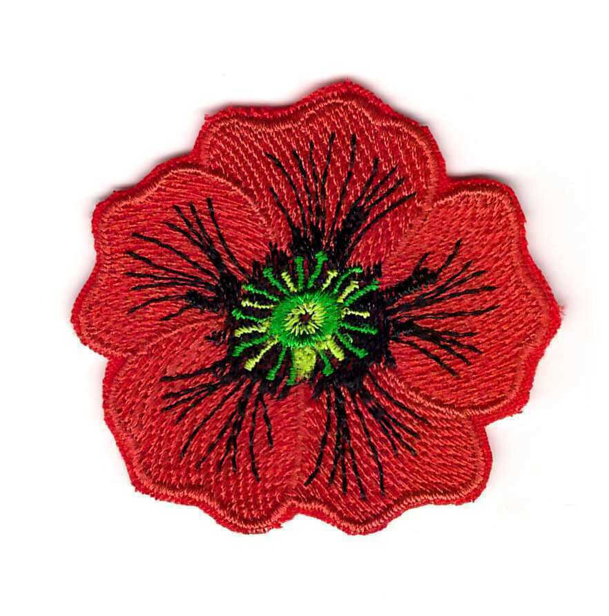 Red Poppy Patch - Emblem Badge - Memorial Remembrance Veteran's Day - Hook&Loop