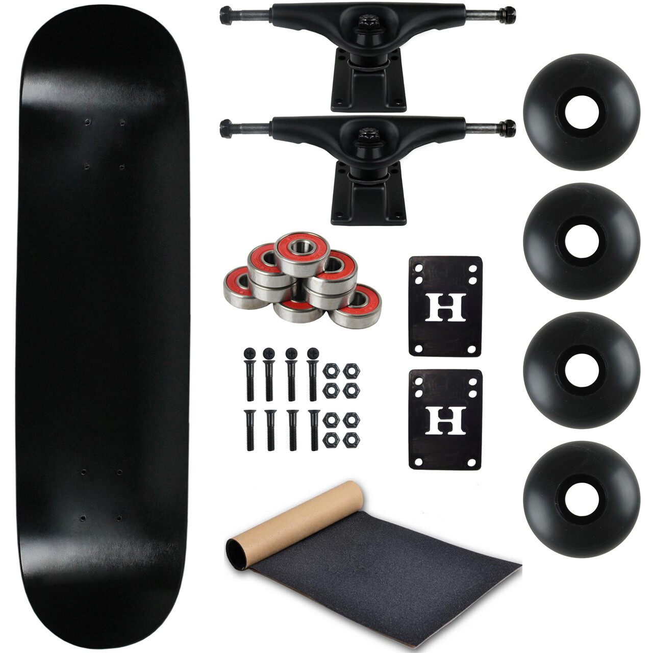 Moose Complete Skateboard Dip Black 8.5" With Black Trucks and Black Wheels