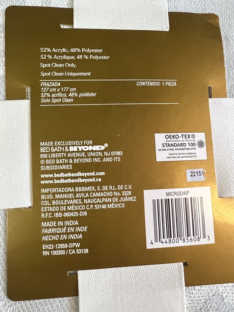 Everhome Diamon Weave Throw Blanket NWT