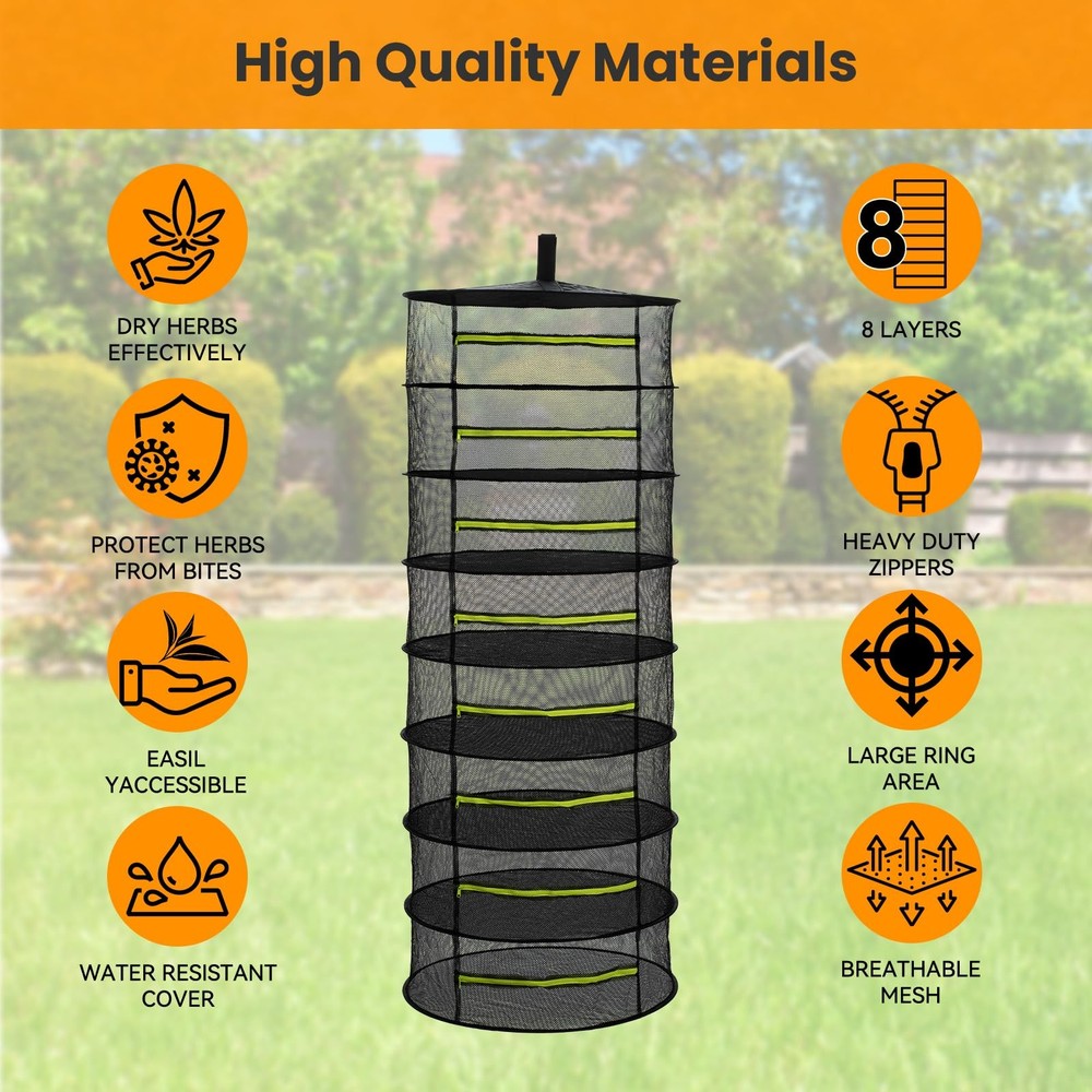 Herb Drying Rack - Mesh Drying Rack - Herb Drying Rack Hanging with Green Zip...