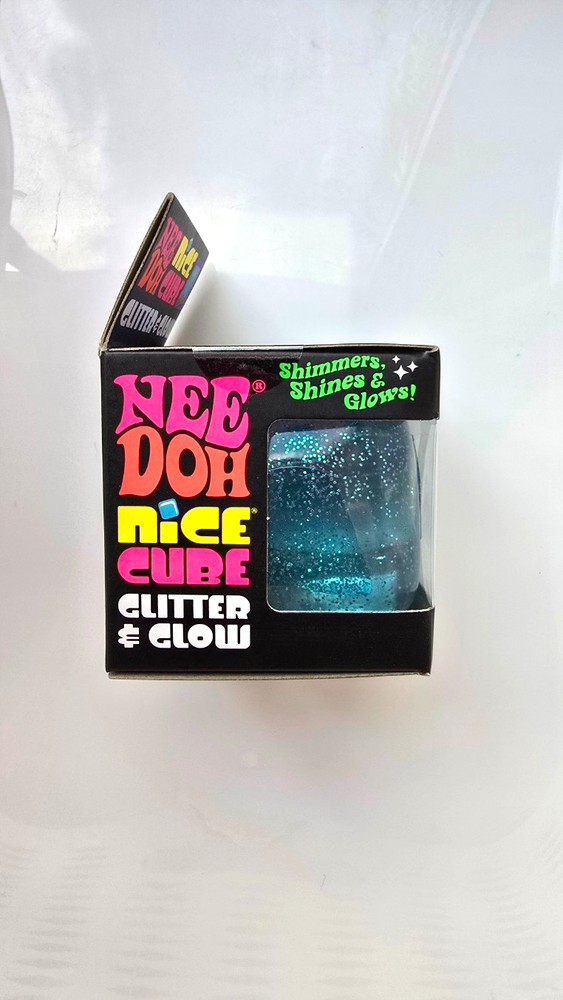 BLUE NEEDOH NICE CUBE GLITTER & GLOW! NEW! SUPER SOLID SQUISH!