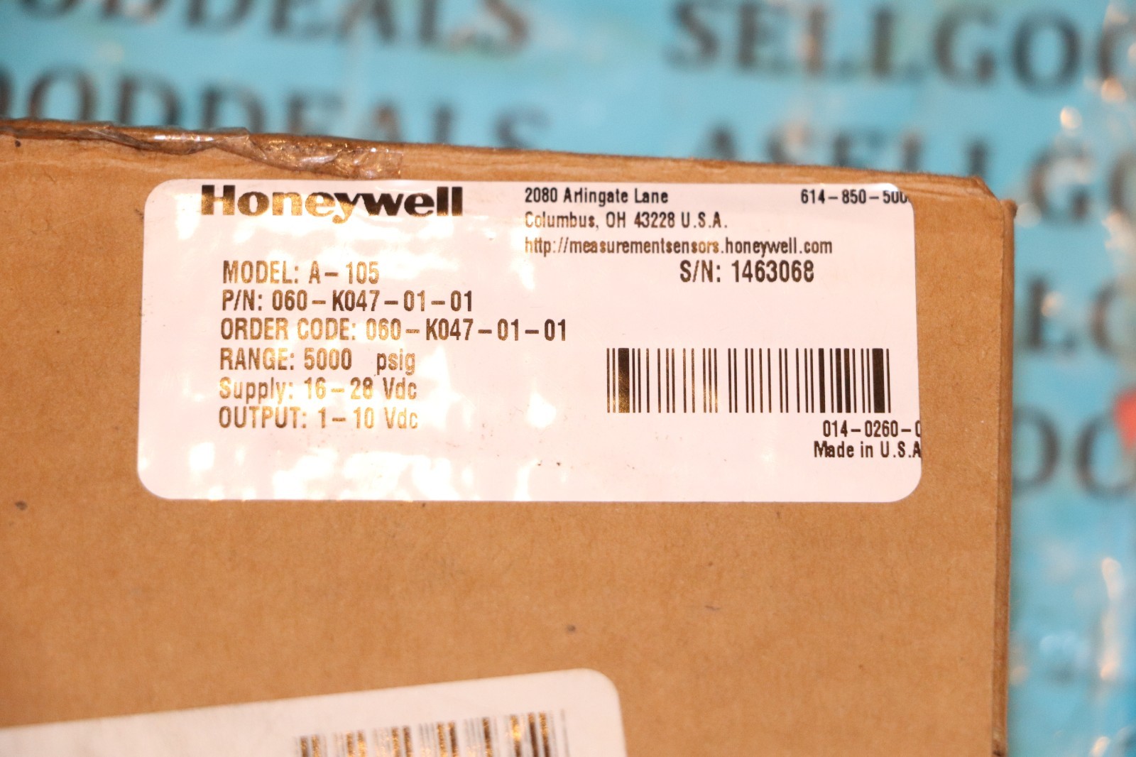 Honeywell 060-K047-01-01 Pressure Transducer A-105 Calibrated In Mexico