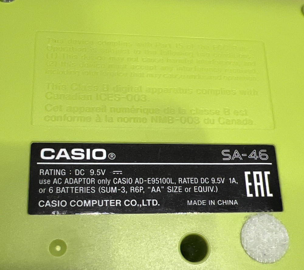 Casio Mini Electronic Keyboard SA-46 Green Black 32 Keys