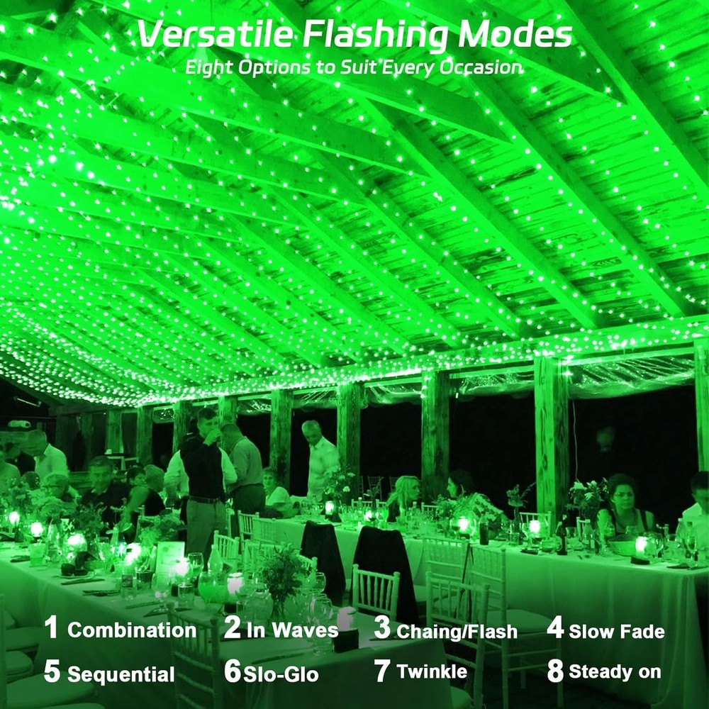 16.4ft 50LED Green Solar Fairy String Lights 2 Pack