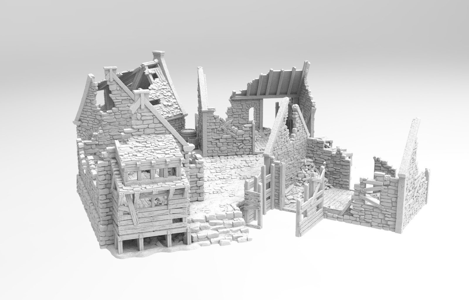Grimdale Slums with Courtyard 28mm Ruined Village Terrain D&D Warhammer Mordheim