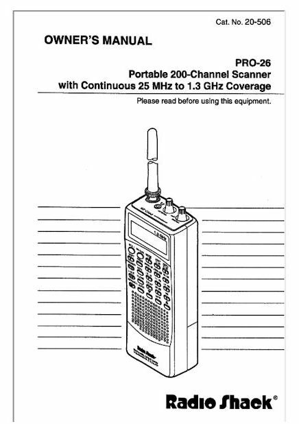 RADIO SHACK PRO-26 INSTRUCTION OPERATING MANUAL
