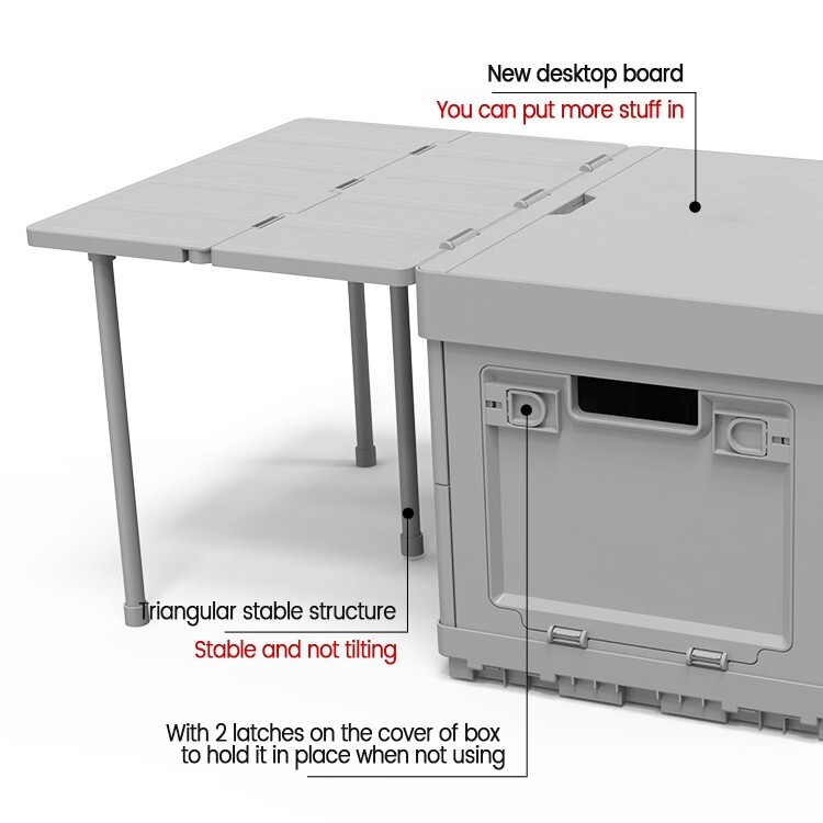 Folding Storage Camping Box with Table, 3 in 1 Lightweight Camp Storage Box