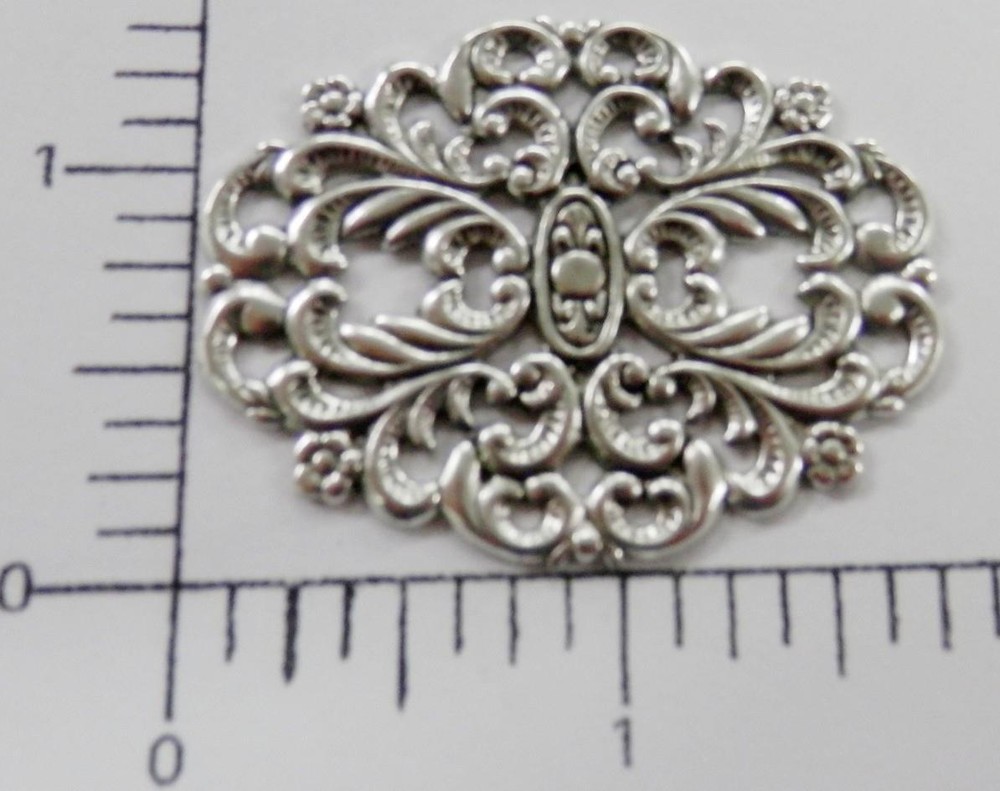 22394      Silver Matte Oxidized Victorian Oval Filigree Jewelry Finding