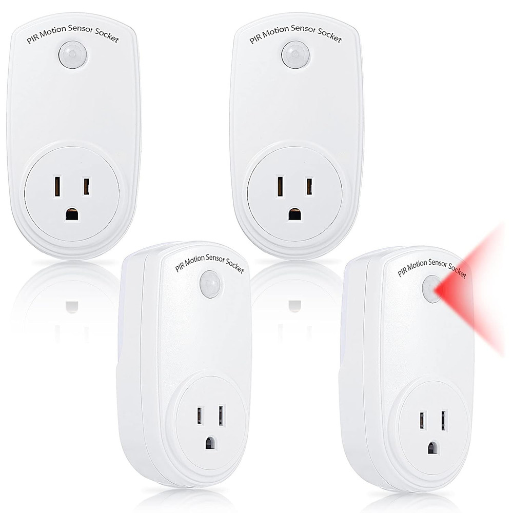 4 Pieces Motion Sensor Sockets Indoor Plug in Sensor Light Control Switch 120 De