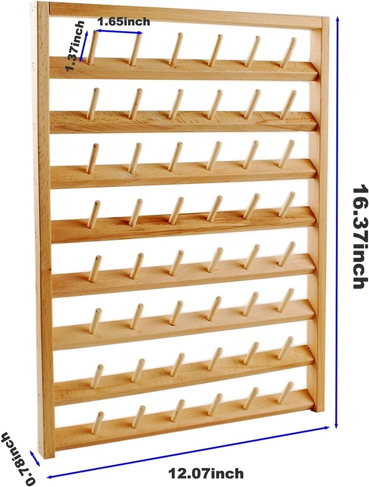 Compact 48-Spool Thread Holder: Wall-Mounted with Convenient Hanging Hooks