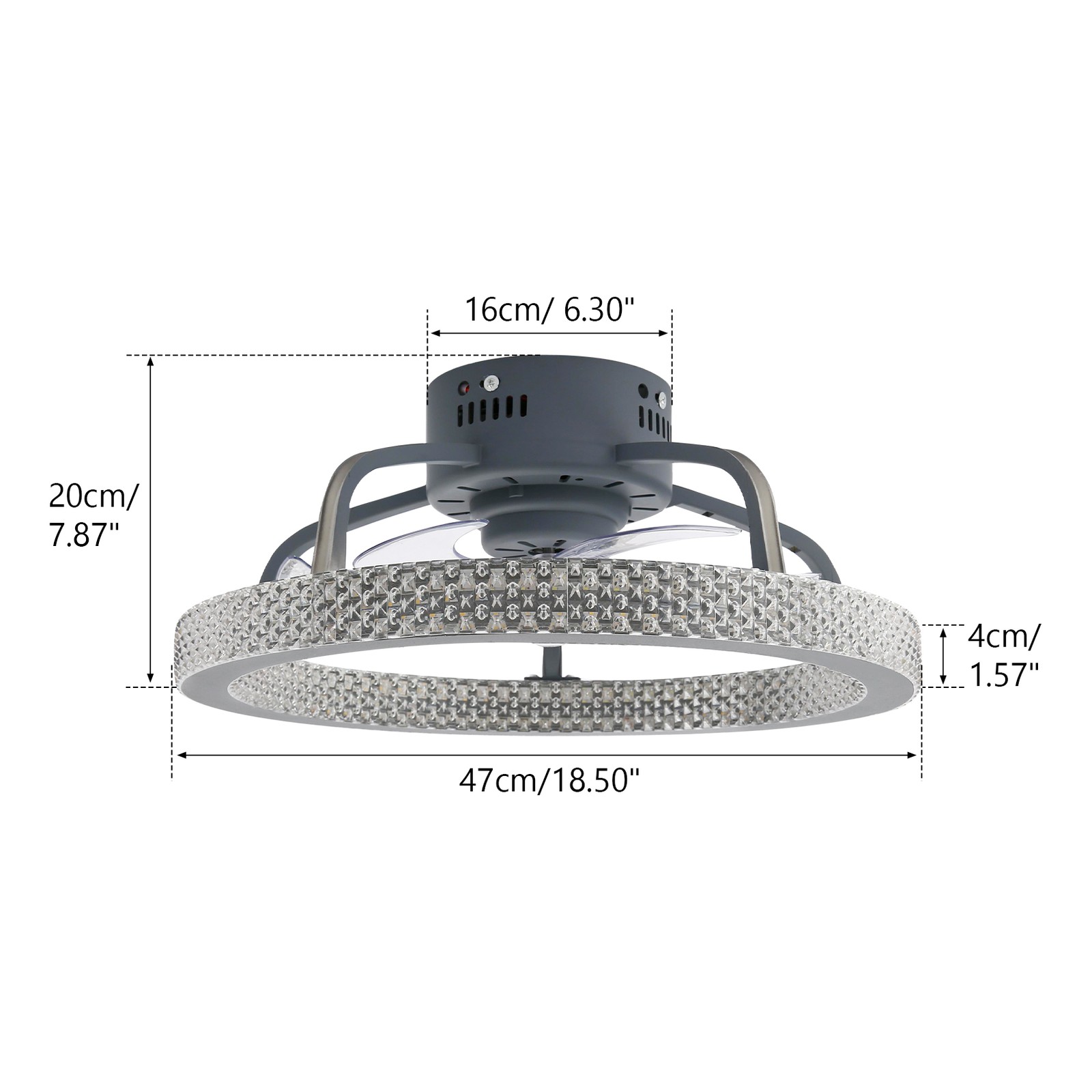 TCFUNDY Flush Mount LED Ceiling Fan with Light APP Control w/ Bluetooth Speaker