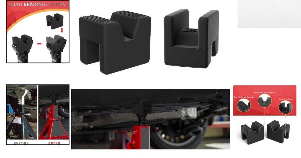 Universal Rubber Jack Pad Adapter Set - Essential 2-Piece Protector for Vehicles