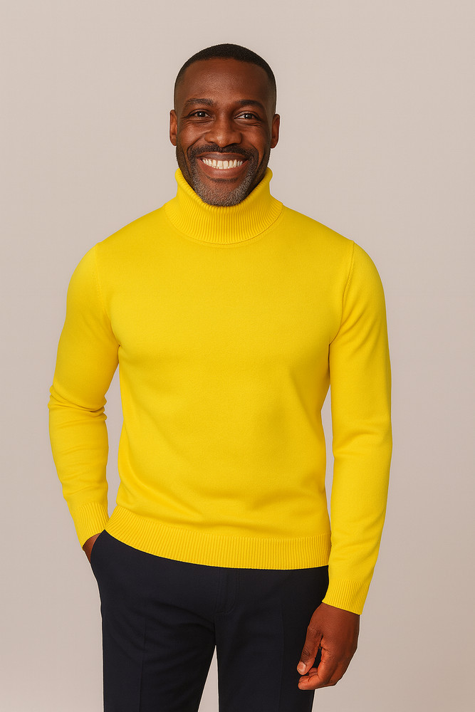 Lavane' 501T Slim Fit Turtleneck Pullover Yellow