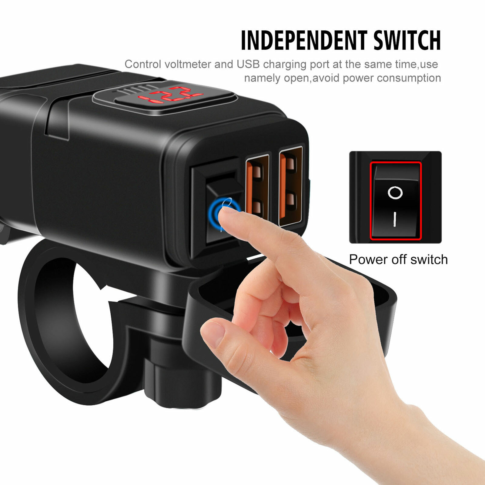 QC 3.0 Motorcycle Dual USB Phone GPS Super Fast Charger Adapter LED Waterproof