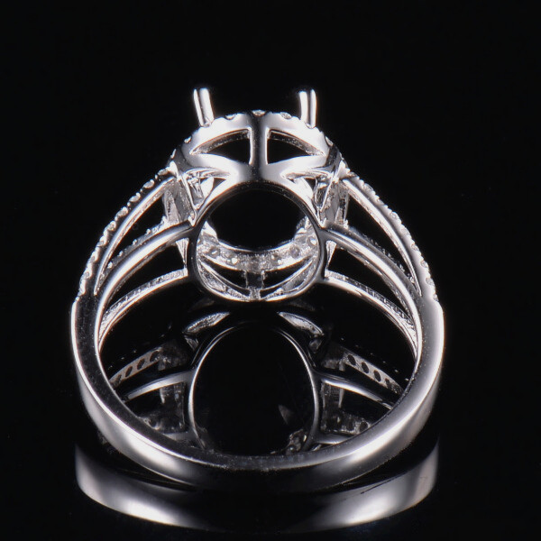 Natural Diamond Semi Mount Prong Ring Settings Oval 8×10mm Solid 18K White Gold