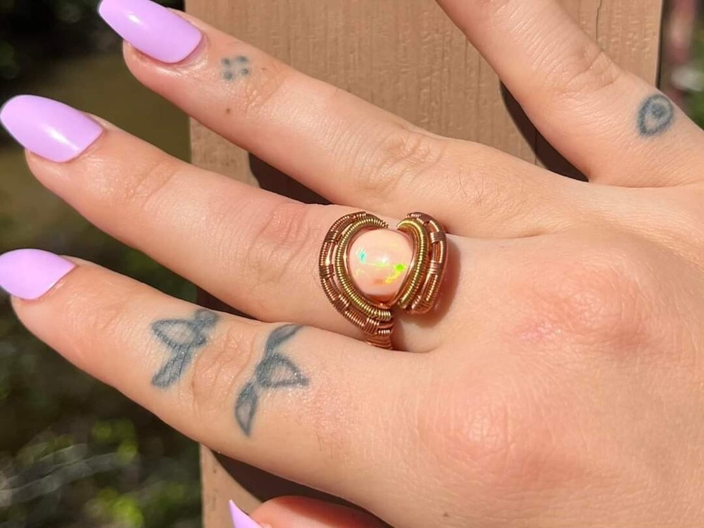 Fire Opal Ring In Copper - Handmade In USA