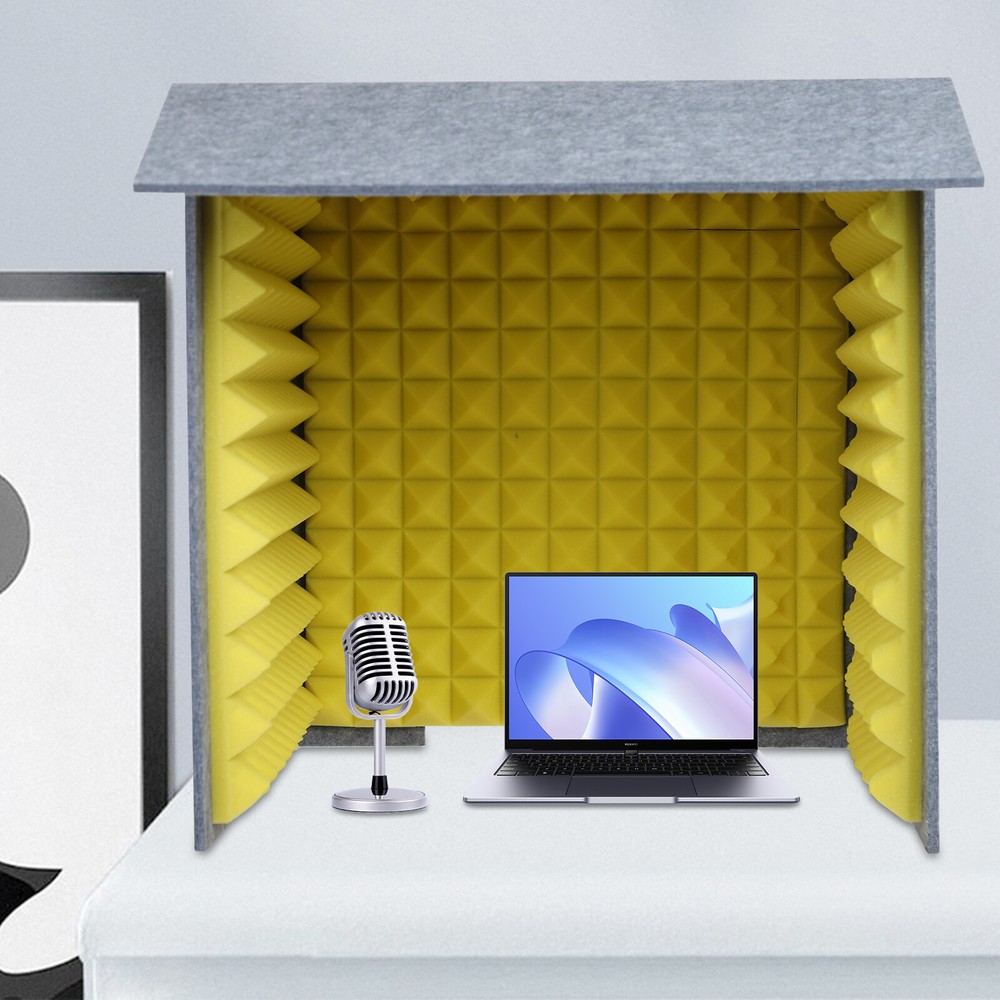 60*60cm Soundproof Removable Cover Desktop IsolationAbsorbing Shield Yellow