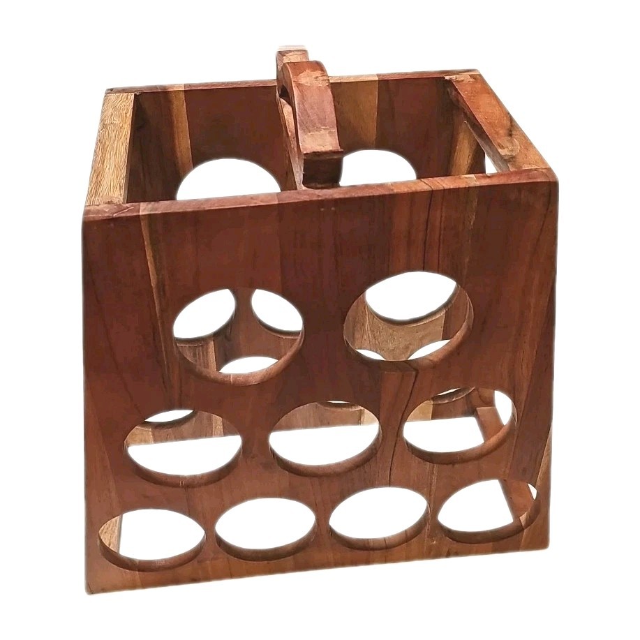 Solid Wood Pyramid Wine Holder - Holds 9 Bottles - Unique Rustic Statement Piece