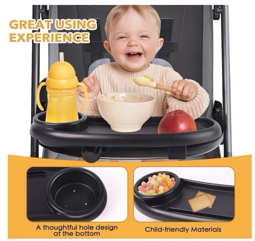 Snack Tray Compatible with Mockingbird, Nuna , Evenflo Strollers Black