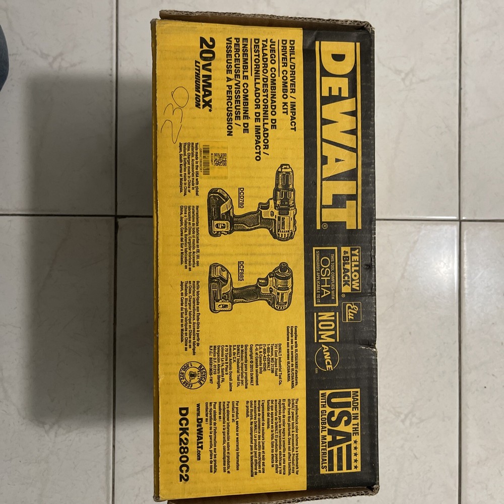 Dewalt DCK280C2 Cordless CombInation Kit, 1.5A/hr., 20V Max