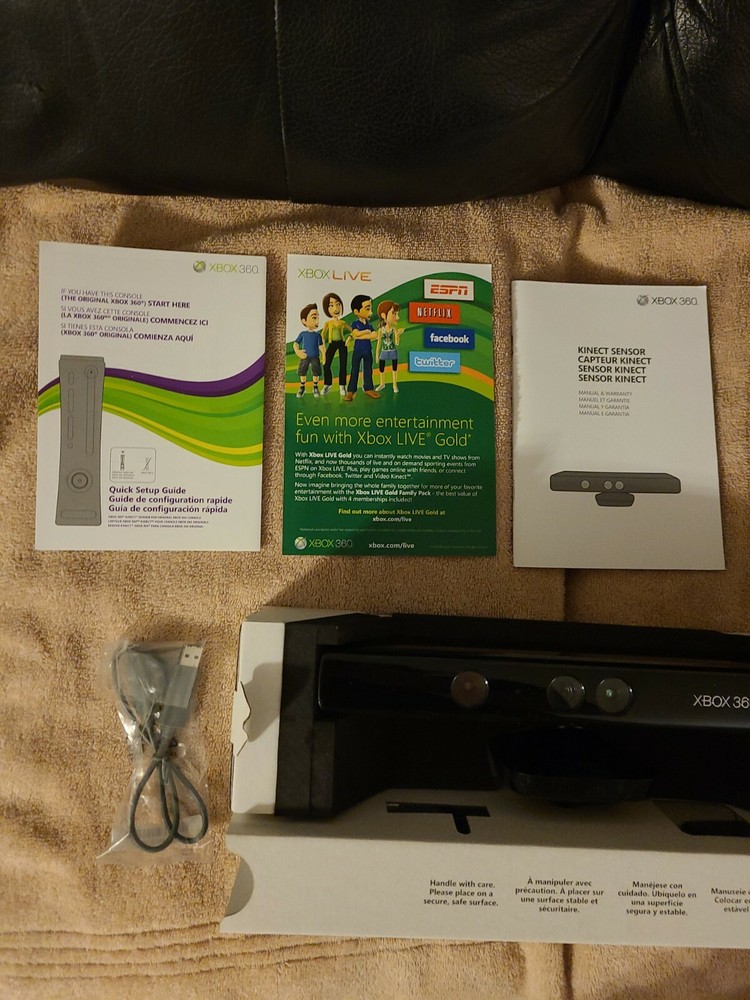 xbox 360 kinect sensor with adapter and game Kinect adventures and all the...