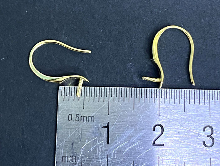 18K Yellow Gold Hook Earring Setting & Pin Finding DIY Dangle Earring (1 Pair)