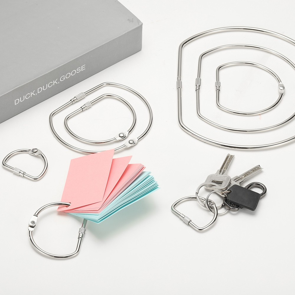Loose Leaf Binder Rings 2.7 Inch, 2 Pcs Binder Rings D Shape, Silver