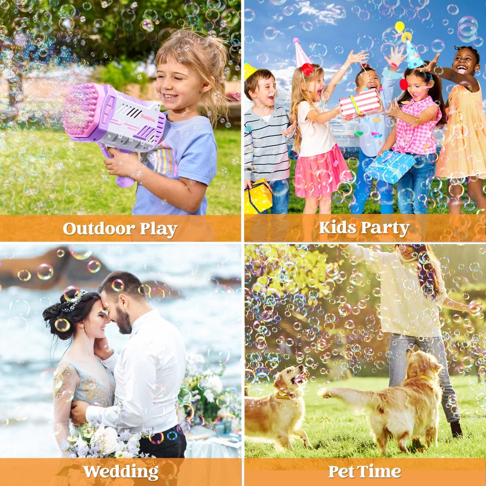 Bubble Machine W/Solution for Ages 4-8, Light-Up Bazooka Rocket Shape Bubble ...