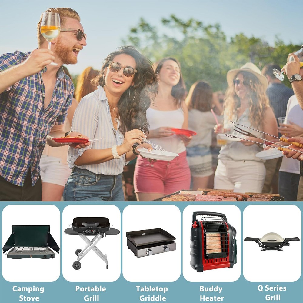 6FT Propane Adapter Hose LP Tank 1lb to 20lb Converter For QCC1 Type1 Gas Grill