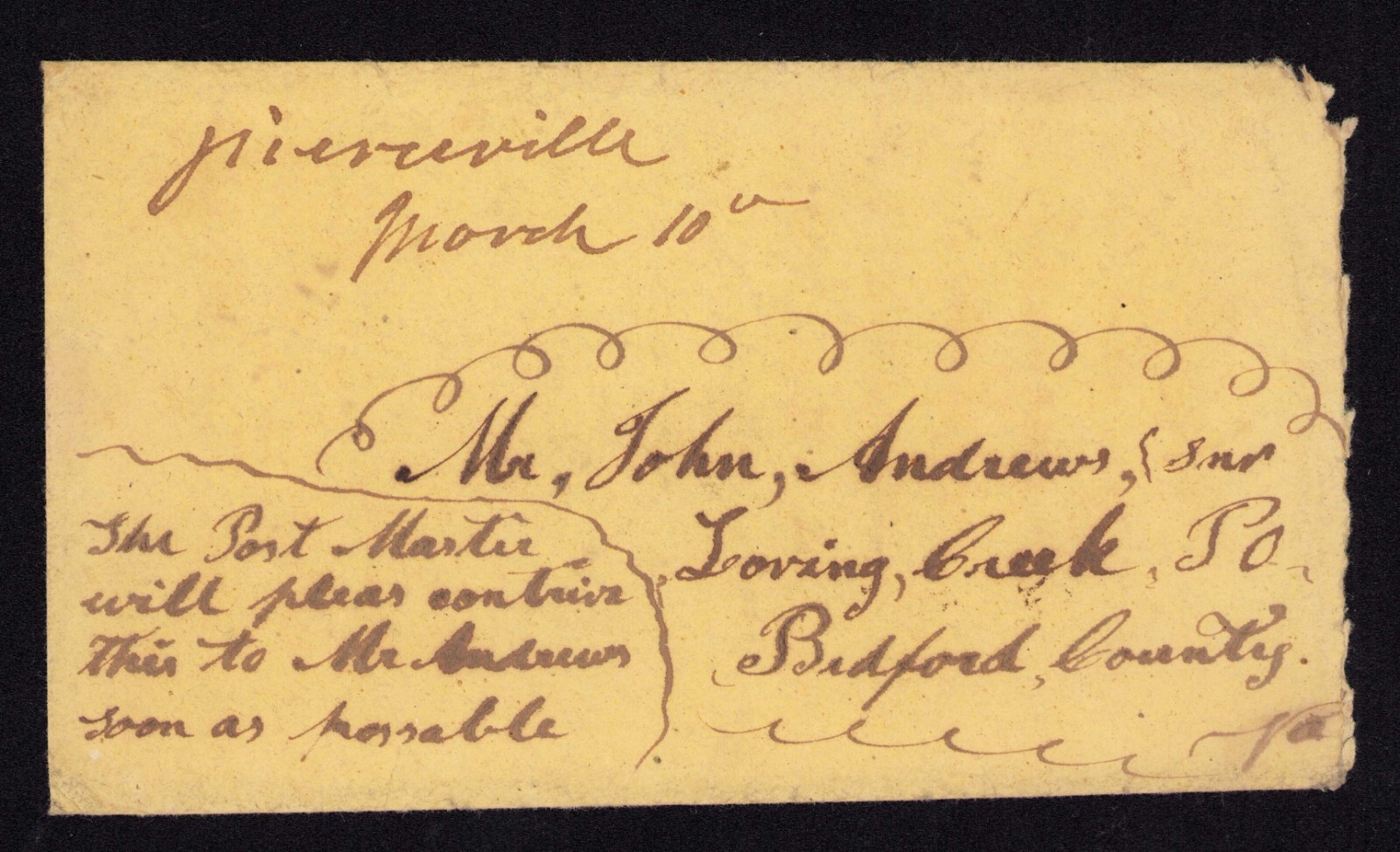 CSA Cover from Pierceville VA to Loving Creek, Bedford County - SC 6 Pair