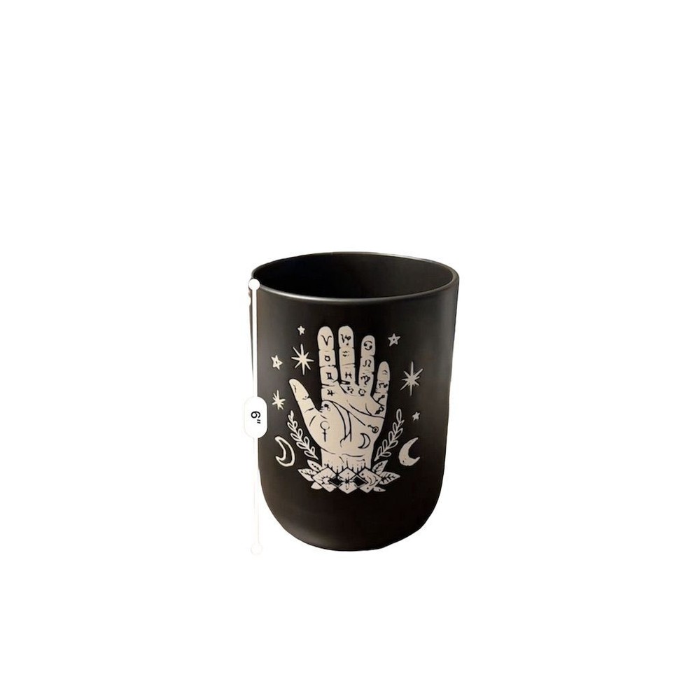Prima Designs 6" Black Ceramic Utensils Canister Palm Reader Decor