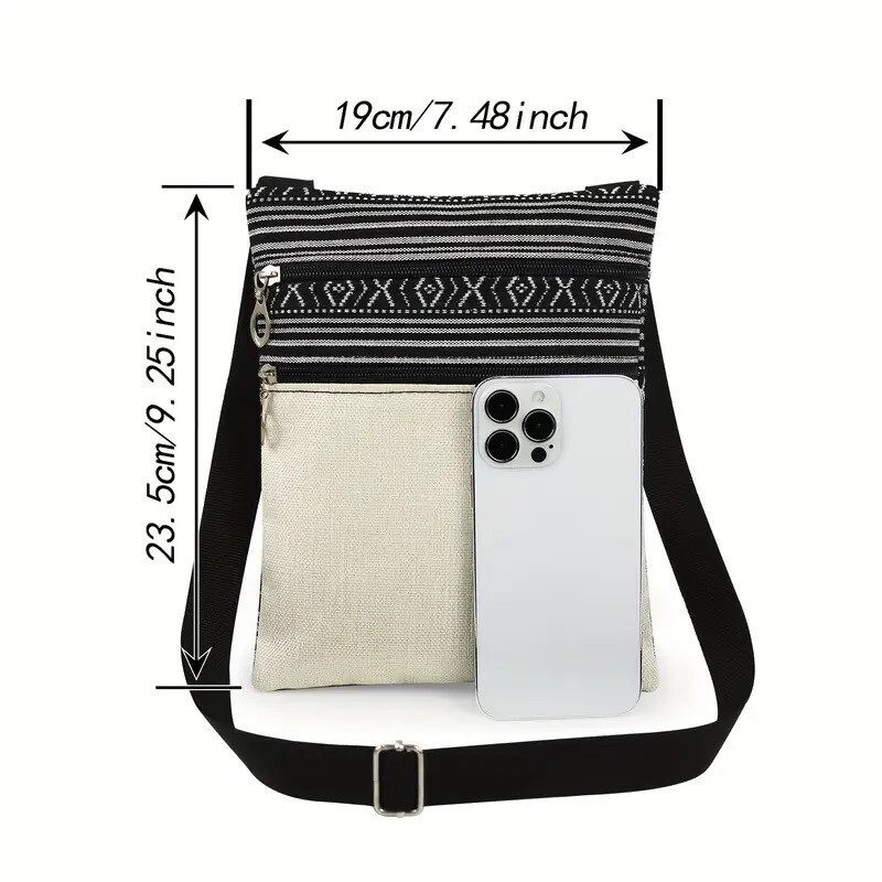 Bird Printed Canvas Crossbody Bag