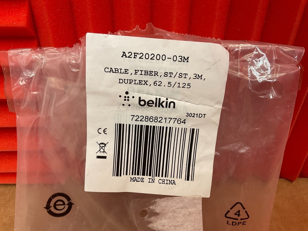 Belkin Multimode ST PC OM1 Fiber Patch Cable 3 meters A2F20200-03M ✅❤️️✅❤️️