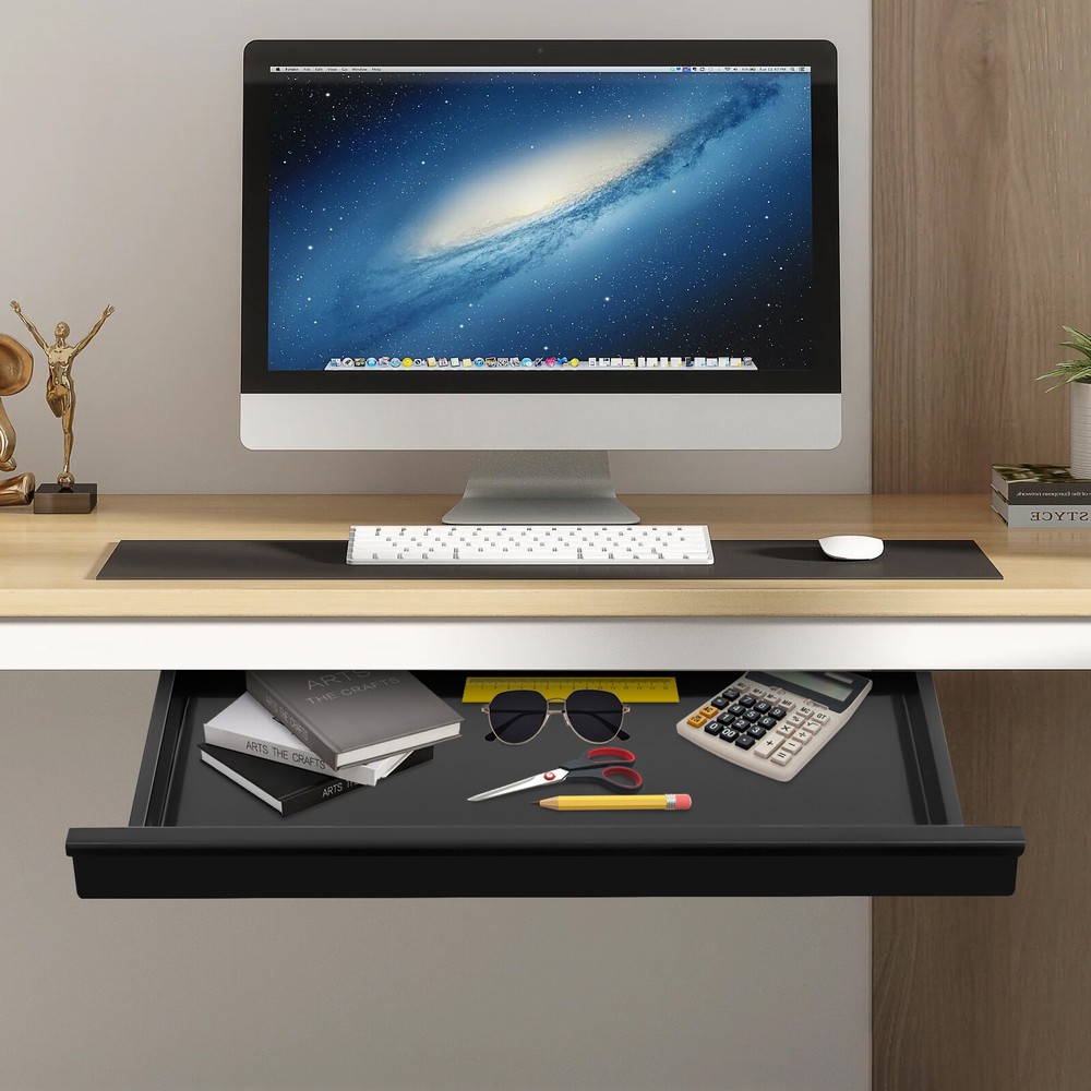 Under Desk Sliding Pull-Out Drawer Organizer for Efficient Workspace Storage