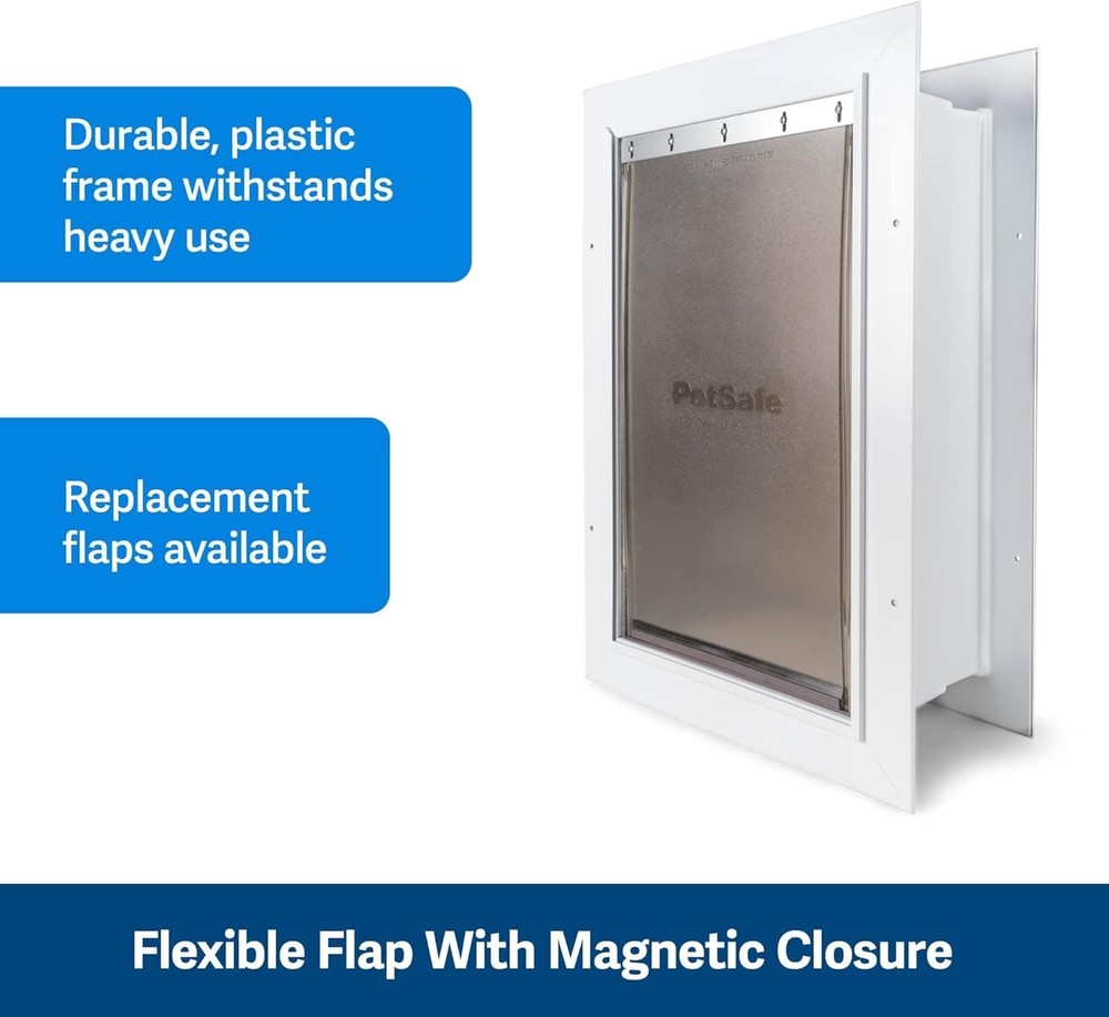 PetSafe Large Wall Pet Door White Never Rust Telescoping Frame Energy Saving