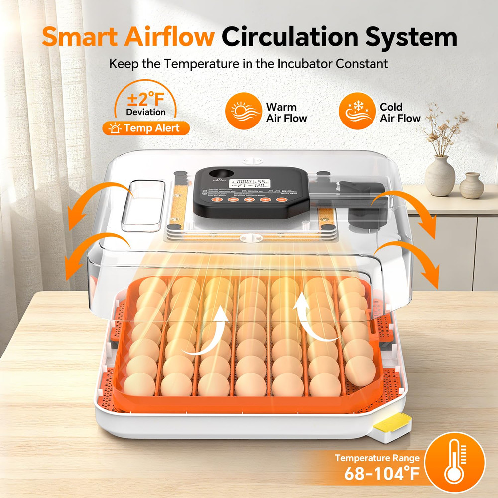 48 Egg Incubator for Hatching Eggs, Chicken Incubator with Auto Turner, Digital