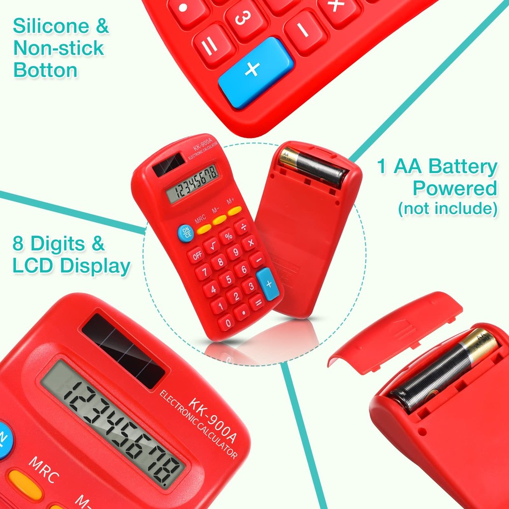 30 Pack Pocket Calculator Small Battery Powered Bulk Mini Size 4