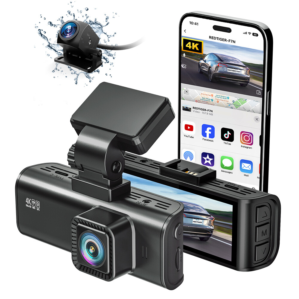 REDTIGER F7N 4K Dual Dash Camera Front and Rear Dash Cam Built-in WiFi&GPS