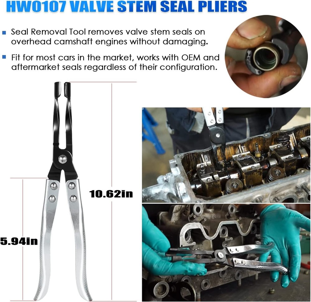Stud Mount Valve Spring Compressor 66784 + Valve Holder Hose & Stem Seal Pliers