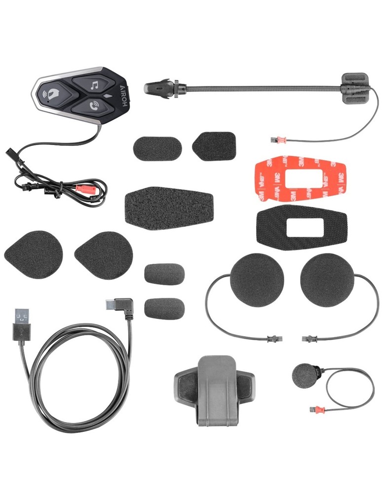 Intercom AIROH Motorcycle Helmet Bluetooth AWC4 Complete Kit Integrated Pk 4 Man
