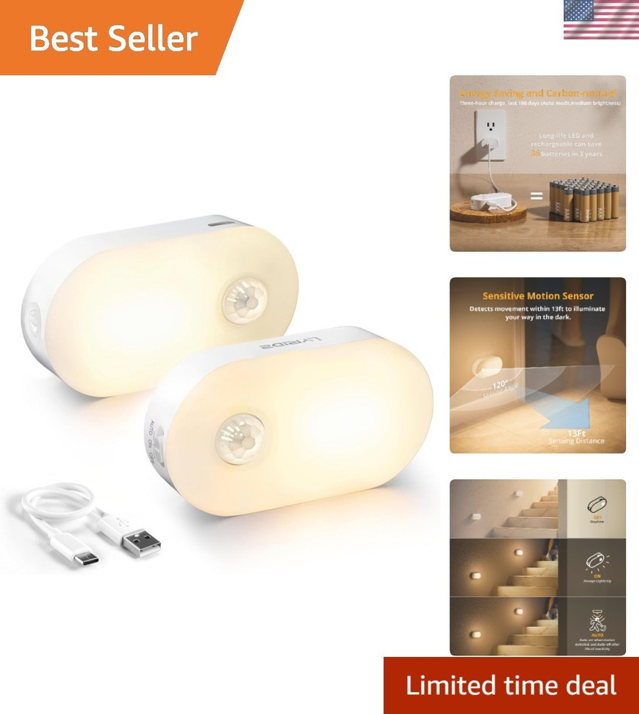 Compact Rechargeable Motion Sensor Night Light - Ideal for Bedrooms & Bathrooms