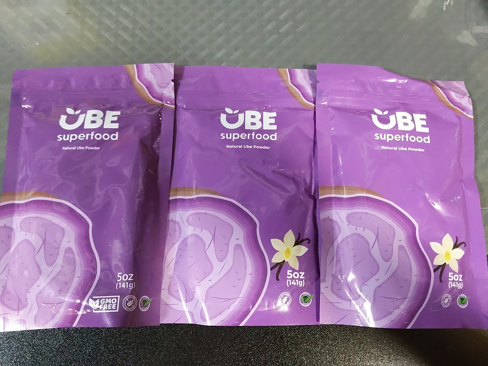 Lot Of 3 UBE Superfood Natural Ube powder 5 Oz Each Vanilla Flavor BB 04/2027