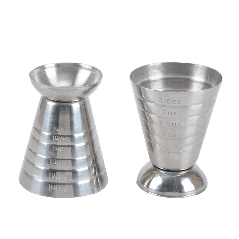 75ml Metal Measure Cup Drink Shot Ounce Jigger Bar Mixed Cocktail Beaker NEW US