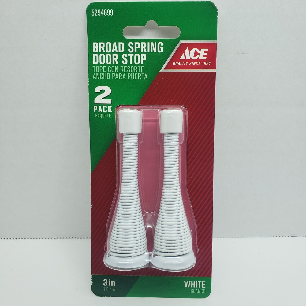 ACE Broad Spring Door Stop White  2 Pack  3"  #5294699
