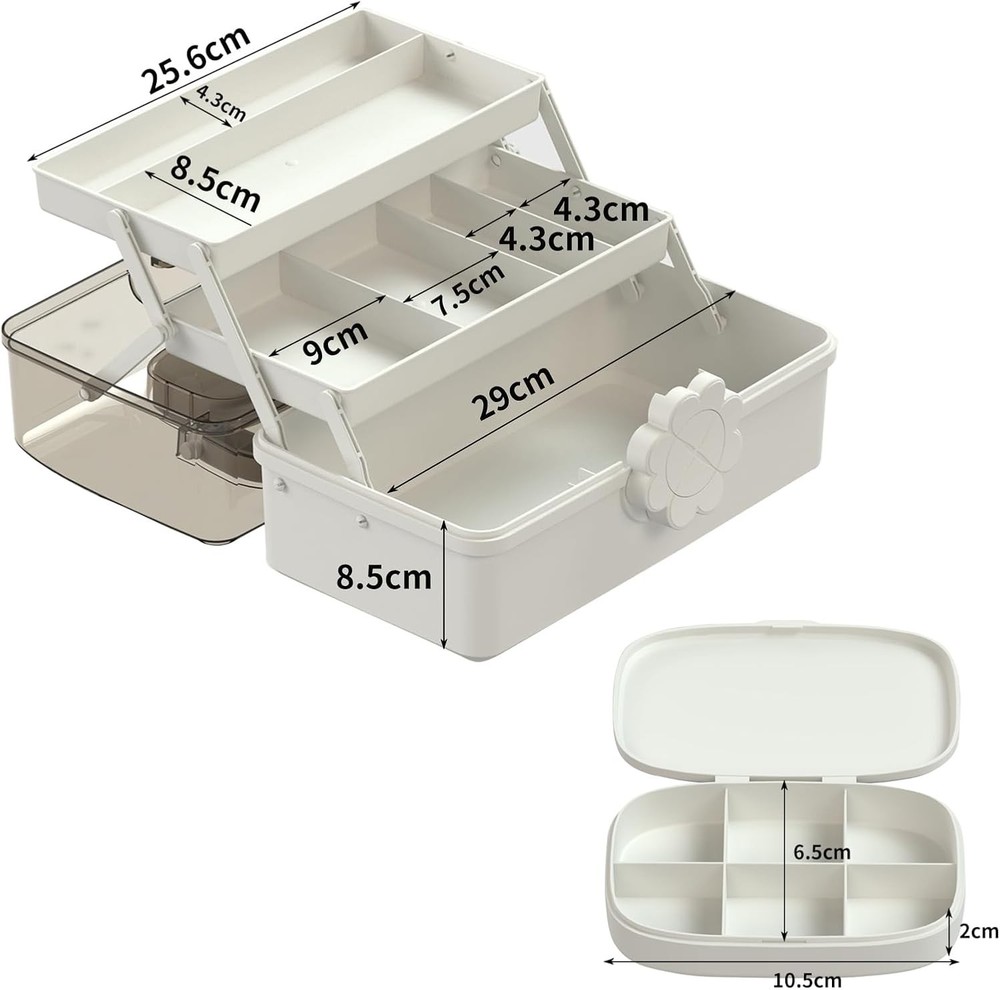 3-Layer Plastic Dividing Storage Box，Multifunctional Plastic Tool Box W/ Handle