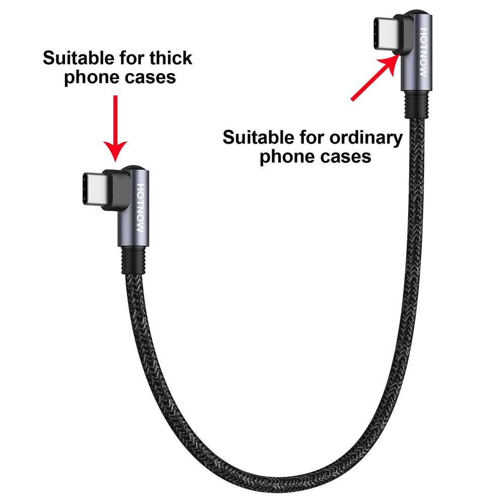 HOTNOW USB C to C Cable Right Angle 1ft 1FT, Black(Both Angle)
